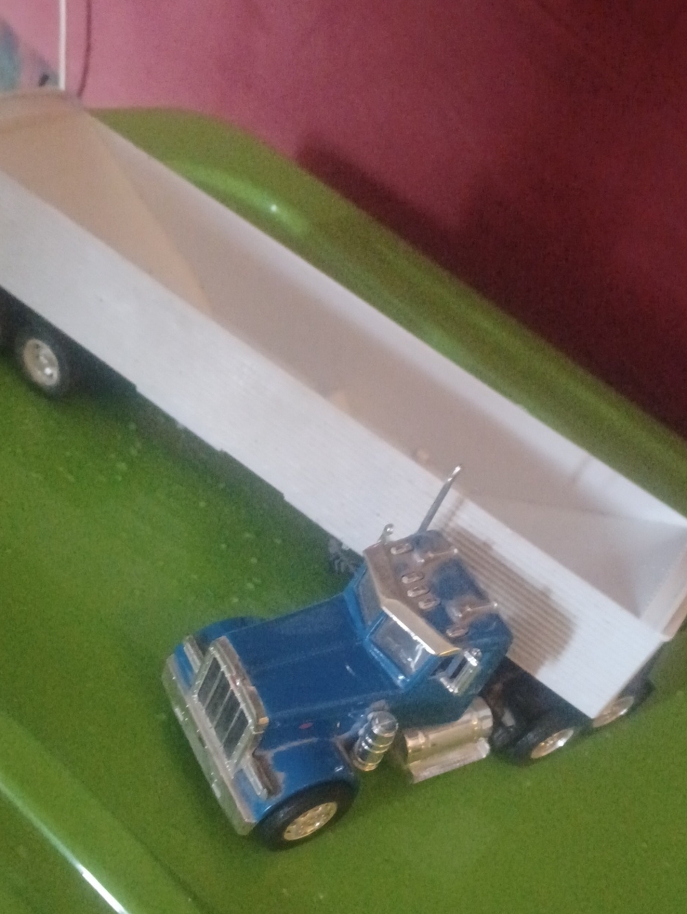 Blue Toy Semi Truck with White Trailer